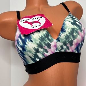 Victoria’s Secret PINK 32DD Logo Band Push-up Bra Wireless Plunge Smooth Tie Dye